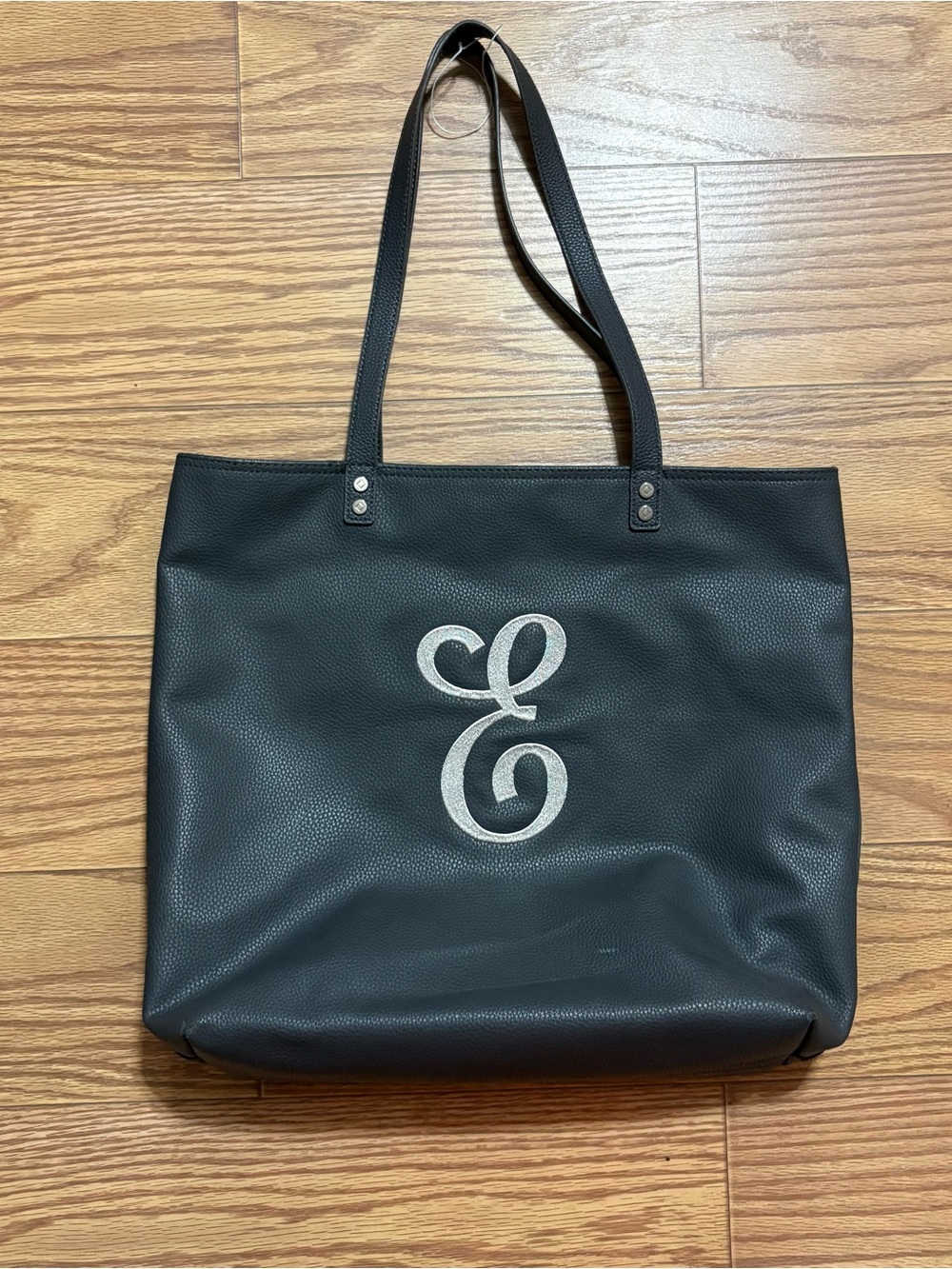 Thirty One Jewell Gray Pebble E Initial Monogram Tote Bag